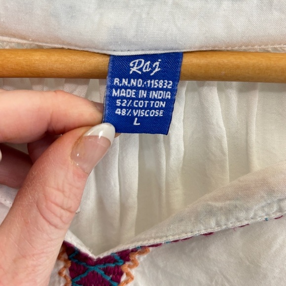 Raj White and Blue Embellished Blouse - Picture 3 of 3